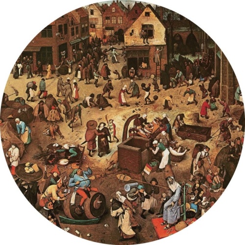 Het gevecht tussen carnaval en vastentijd - Pieter Bruegel de Oude - Muurcirkel