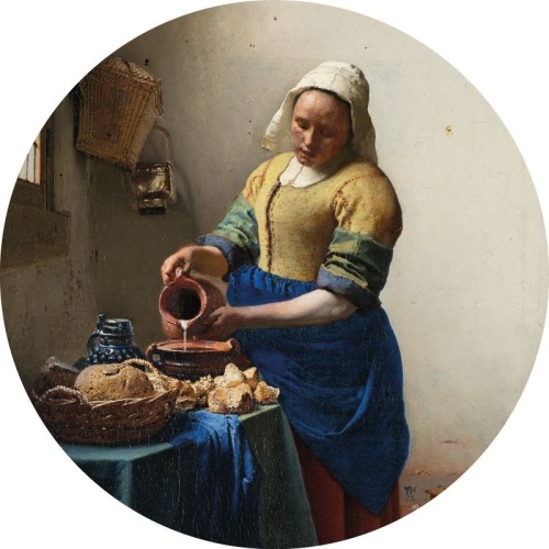 Het Melkmeisje (Johannes Vermeer) - 30 cm Forex - Muurcirkel